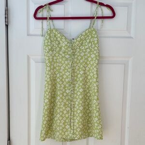 Princess Polly Green Floral Button-Down Dress Size 2